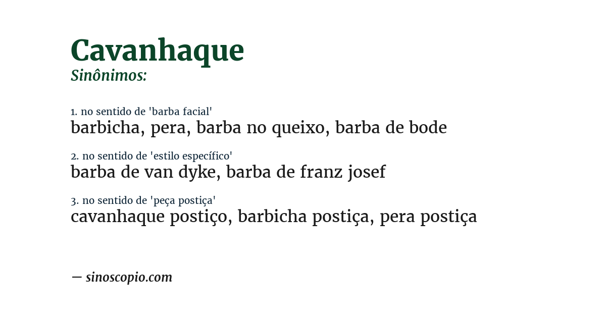 Sinônimo de cavanhaque