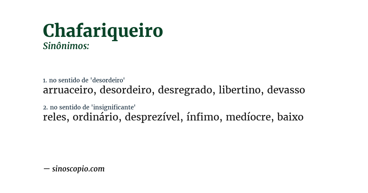Sinônimo de chafariqueiro