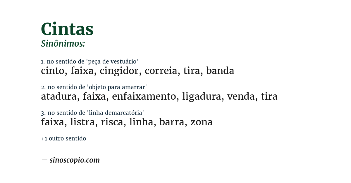 Sinônimo de cintas