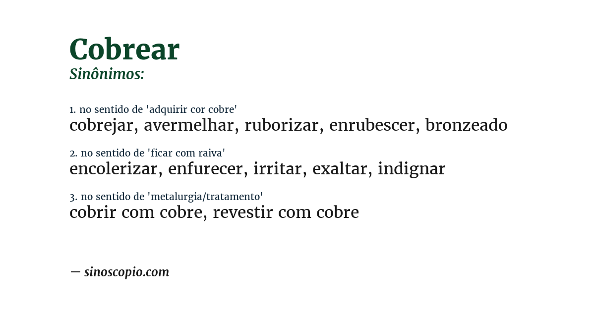 Sinônimo de cobrear