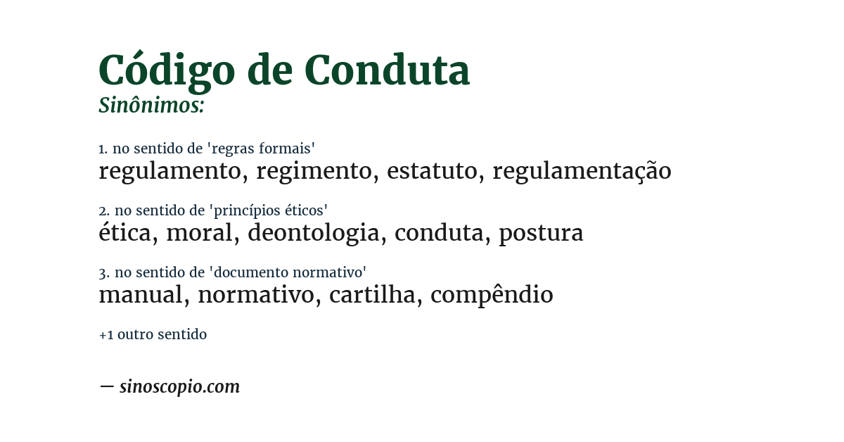 Sinônimo de código de conduta