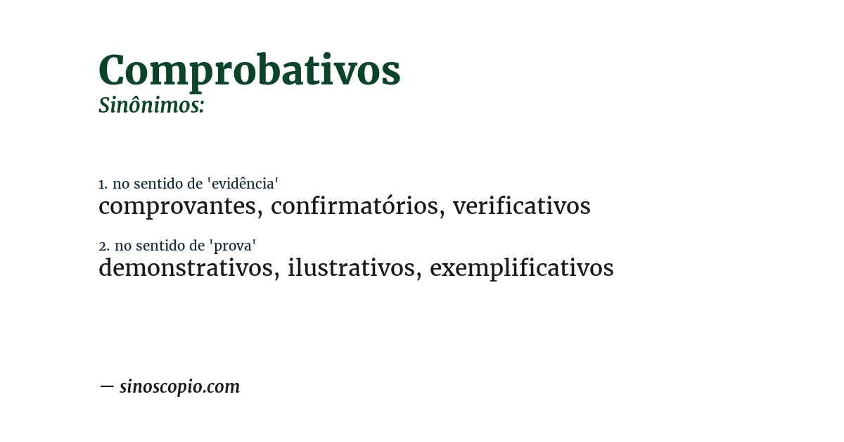 Sinônimo de comprobativos
