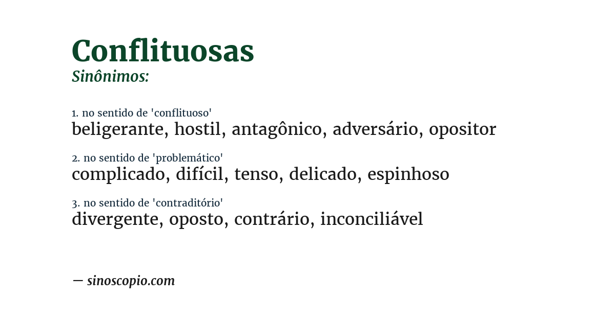 Sinônimo de conflituosas