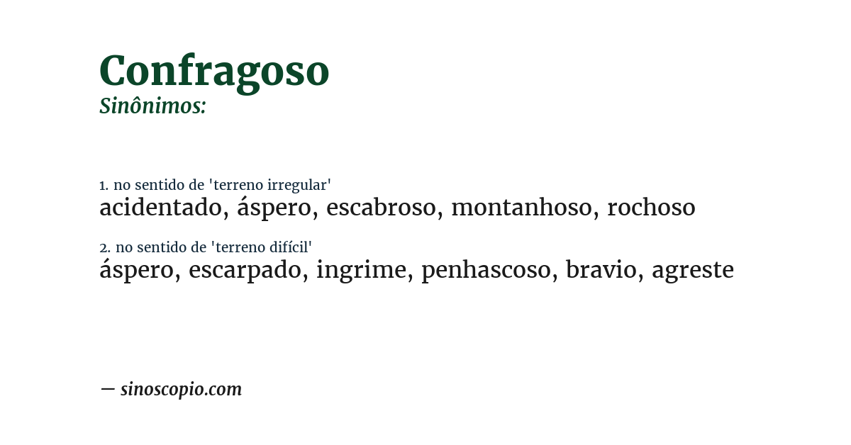 Sinônimo de confragoso