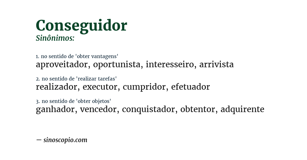 Sinônimo de conseguidor