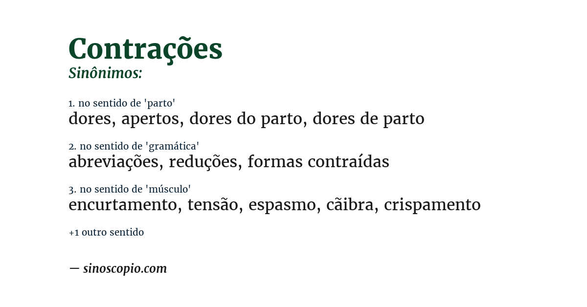 Sinônimo de contrações
