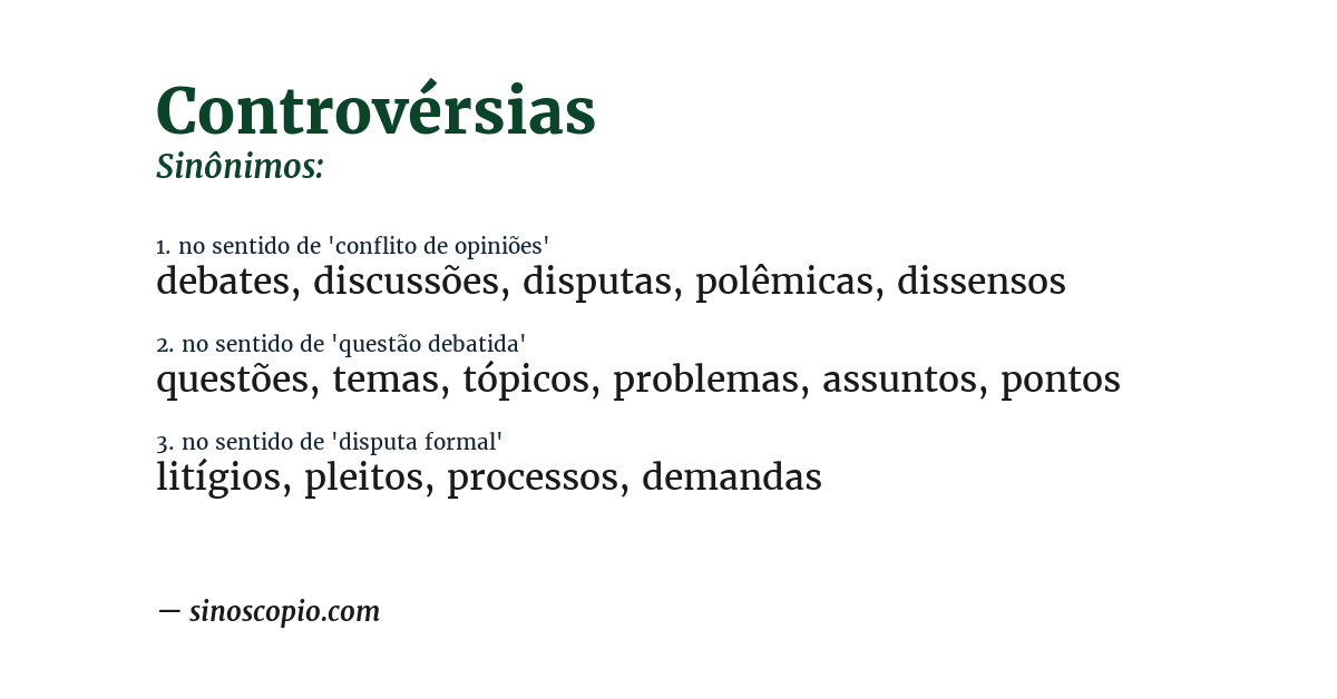 Sinônimo de controvérsias