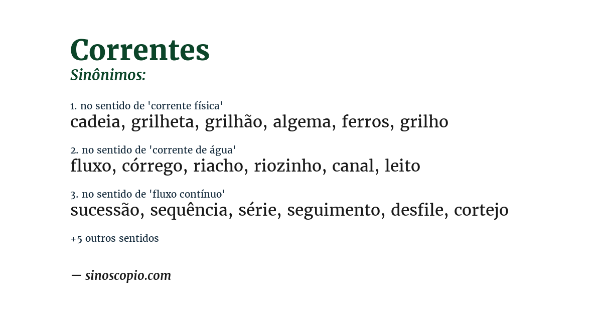 Sinônimo de correntes
