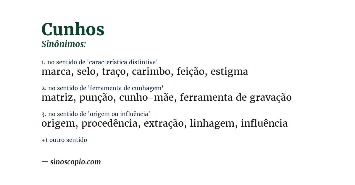Sinônimo de cunhos