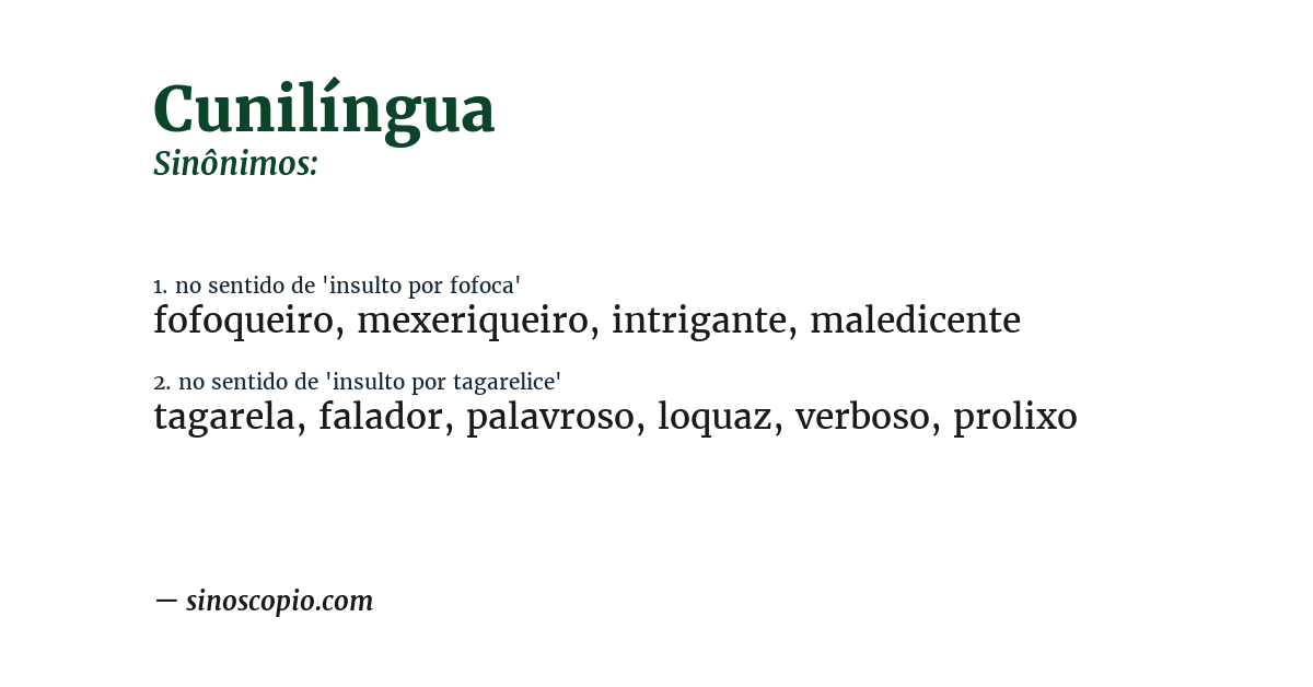Sinônimo de cunilíngua