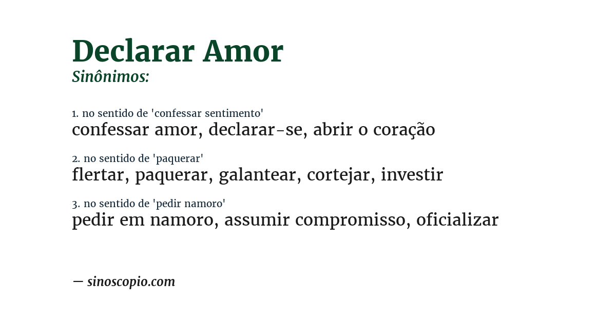 Sinônimo de declarar amor