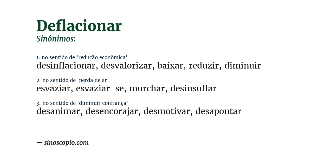Sinônimo de deflacionar