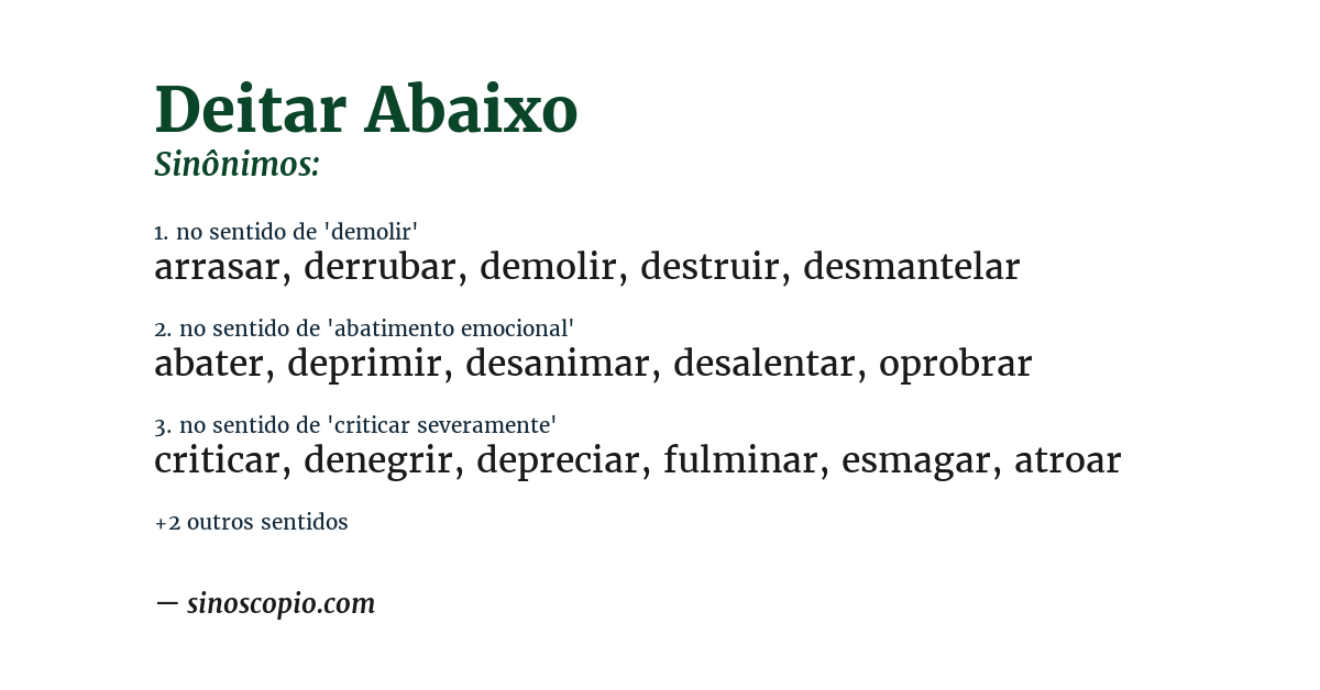 Sinônimo de deitar abaixo