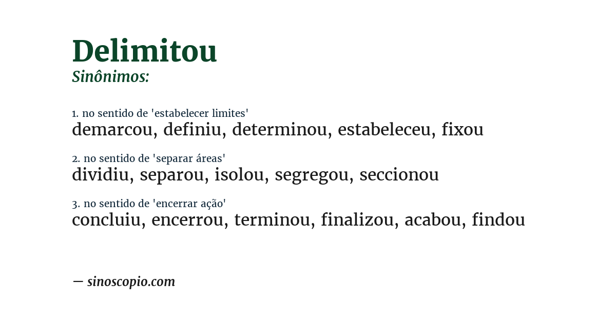 Sinônimo de delimitou