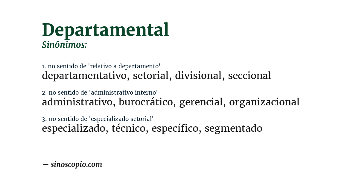 Sinônimo de departamental
