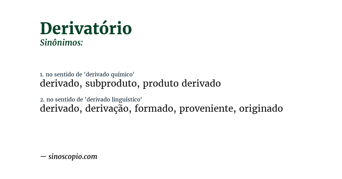 Sinônimo de derivatório