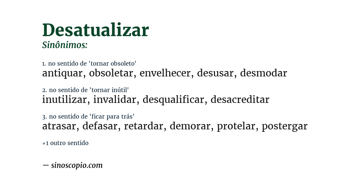 Sinônimo de desatualizar