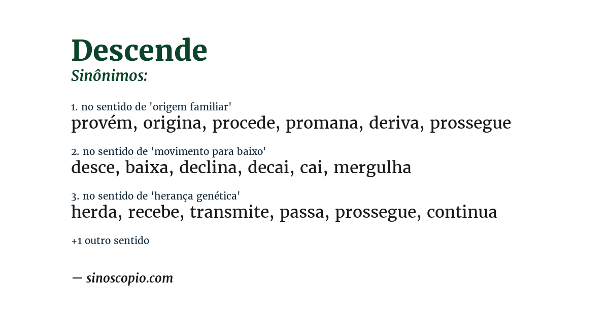 Sinônimo de descende