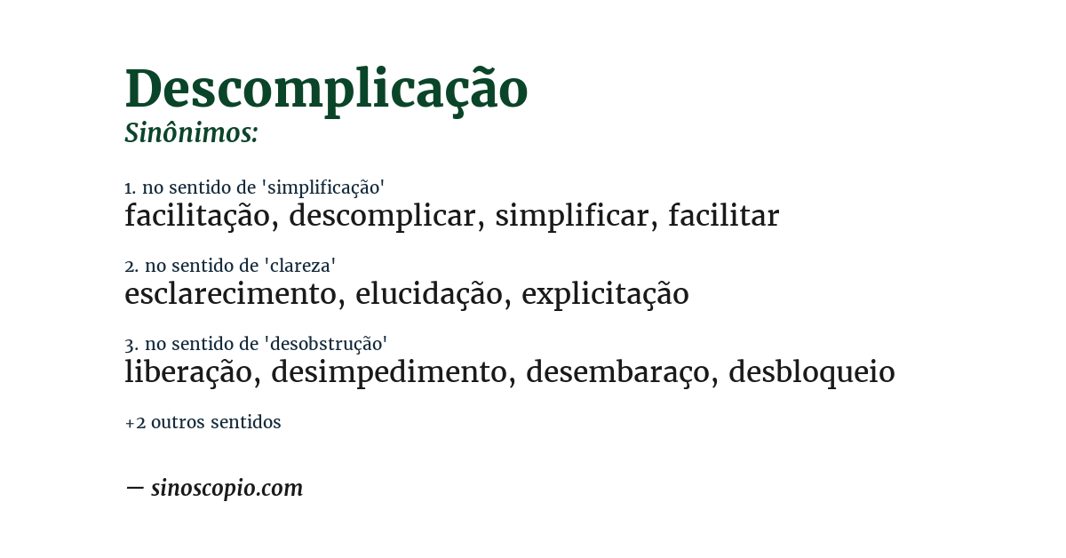 Sinônimo de descomplicação
