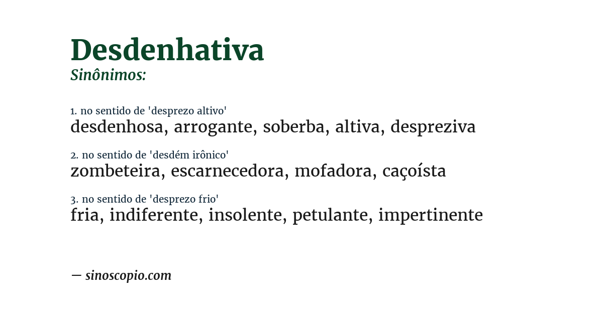 Sinônimo de desdenhativa