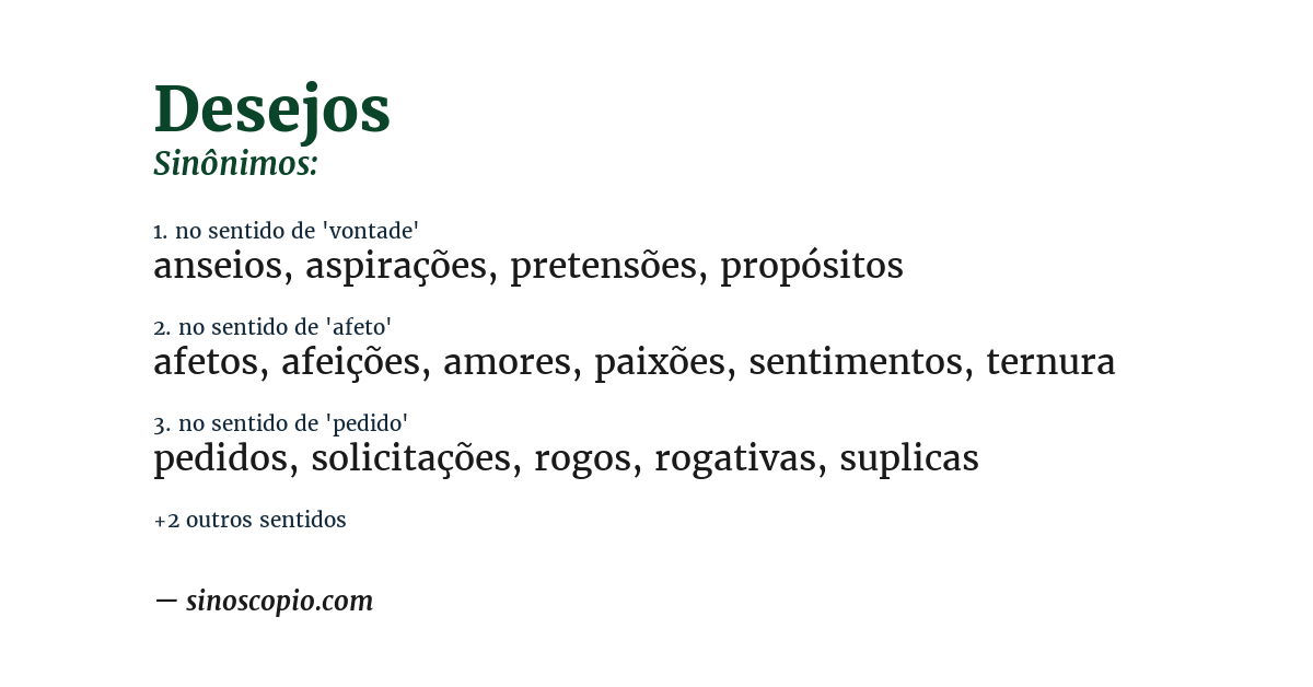 Sinônimo de desejos