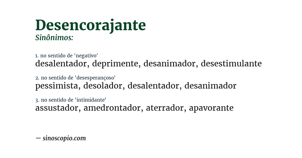 Sinônimo de desencorajante