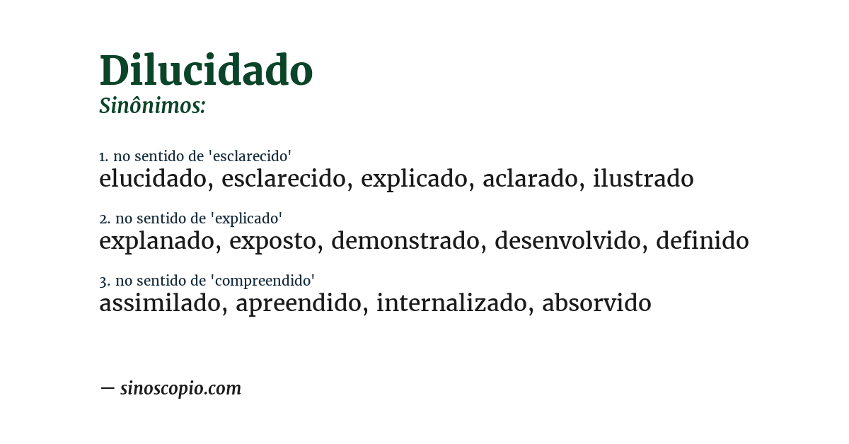 Sinônimo de dilucidado