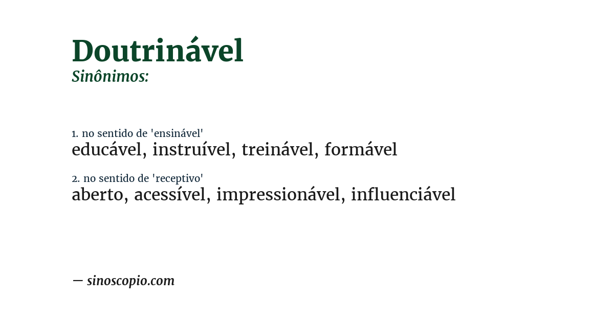Sinônimo de doutrinável