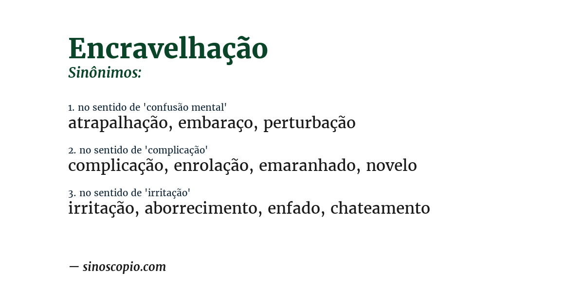 Sinônimo de encravelhação