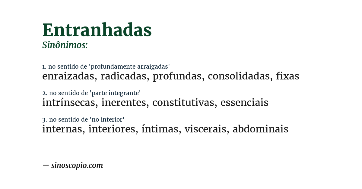 Sinônimo de entranhadas