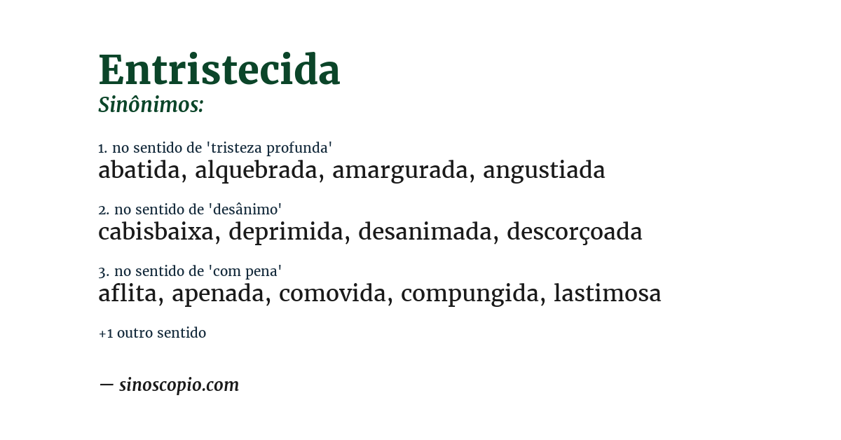 Sinônimo de entristecida