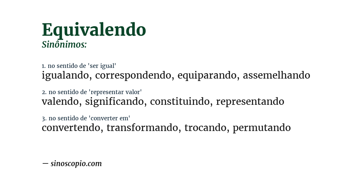 Sinônimo de equivalendo