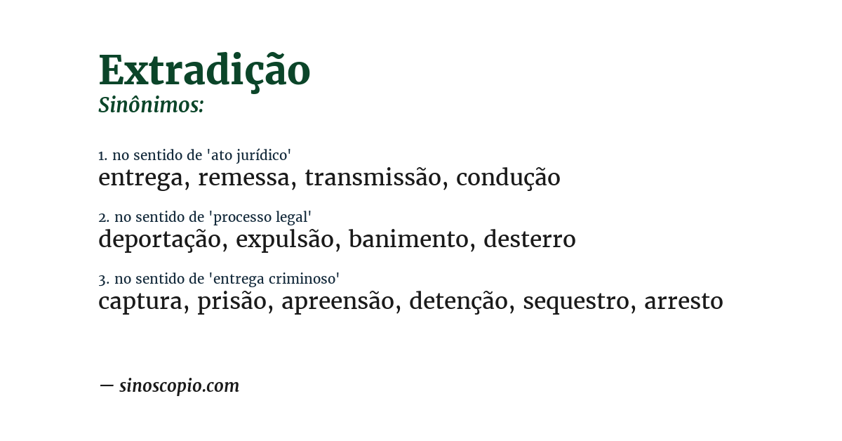 Sinônimo de extradição