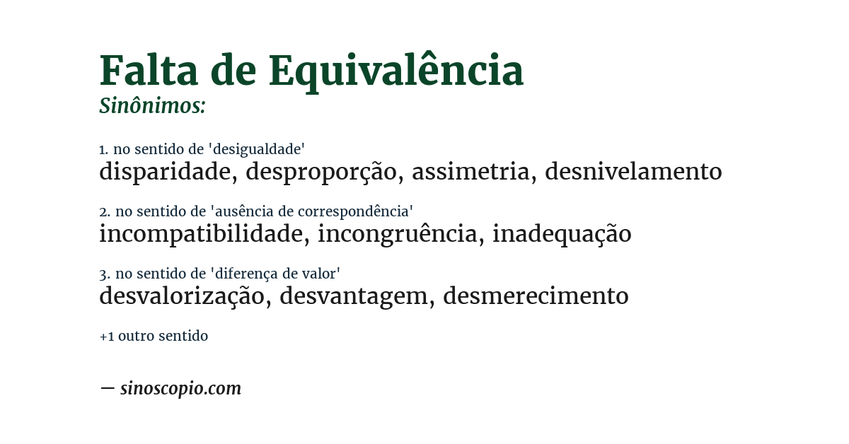 Sinônimo de falta de equivalência
