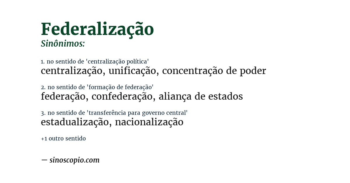 Sinônimo de federalização