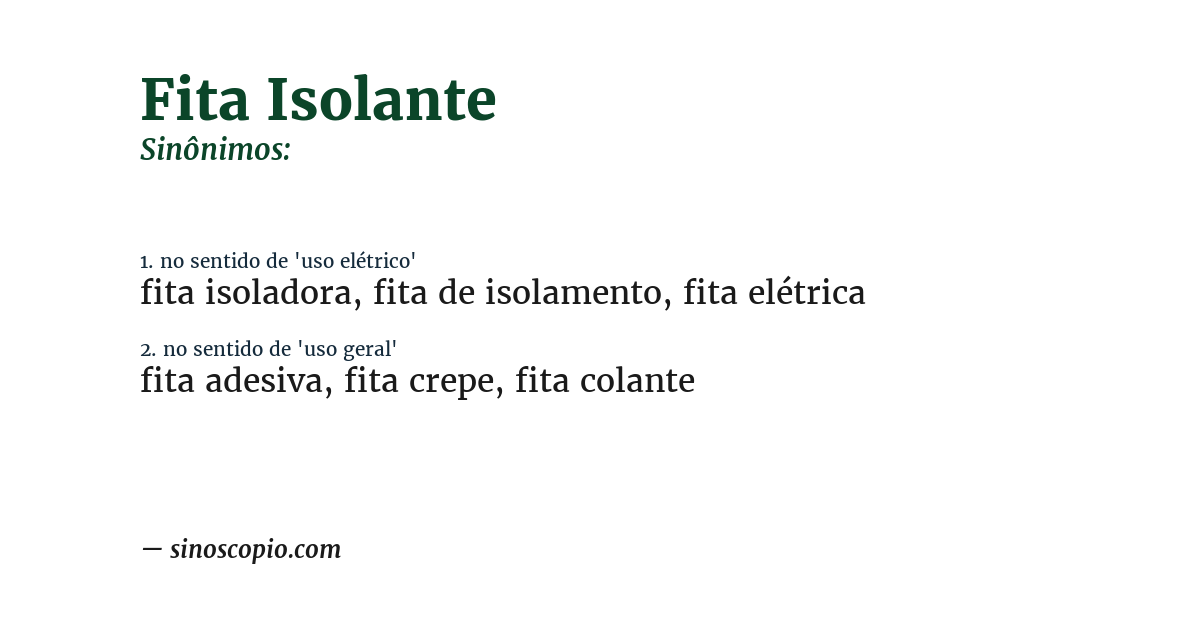 Sinônimo de fita isolante
