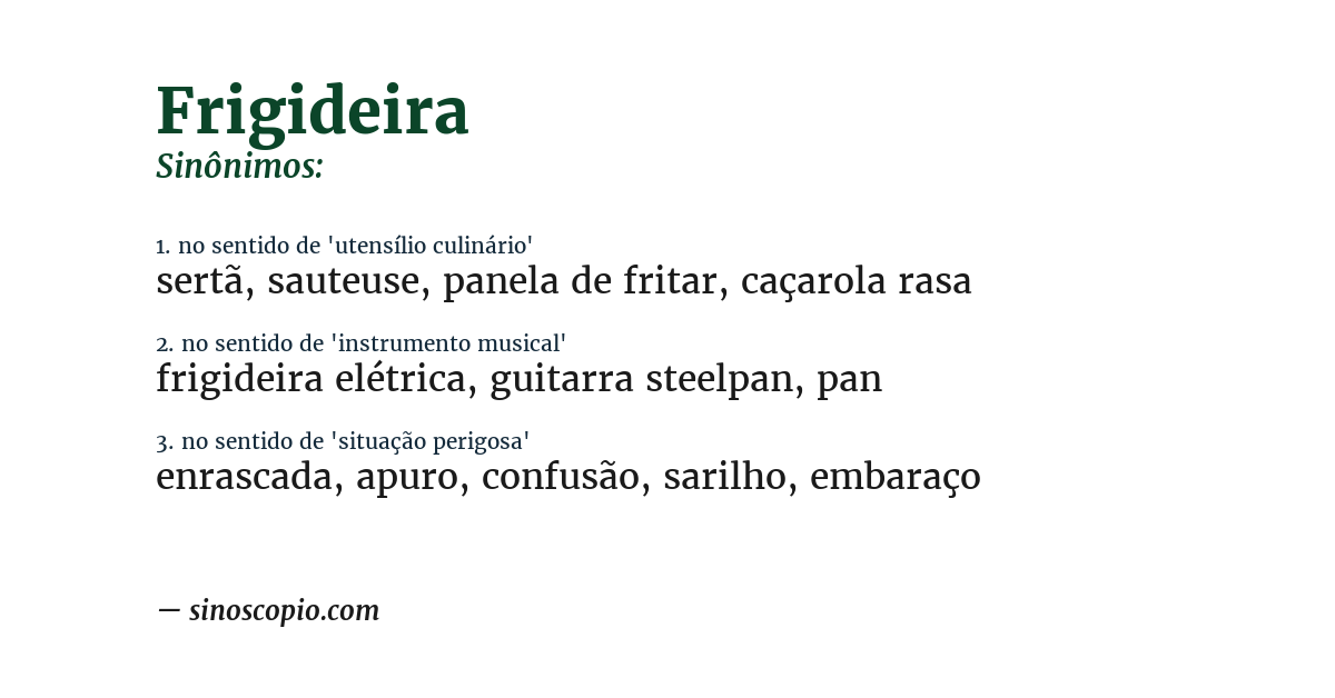 Sinônimo de frigideira