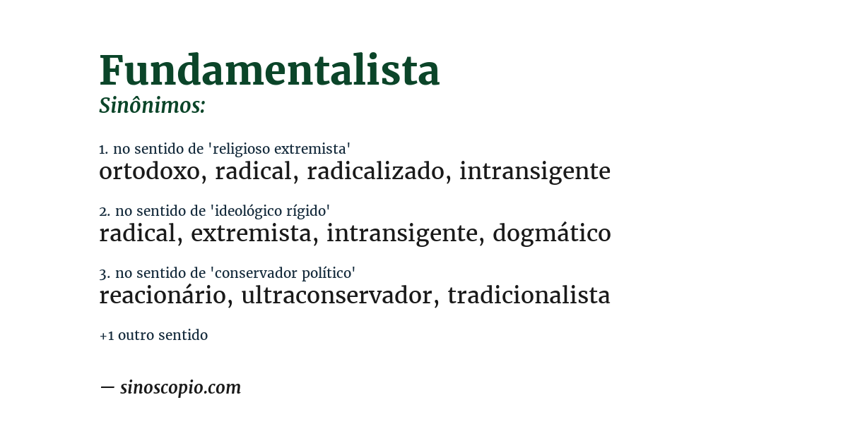 Sinônimo de fundamentalista