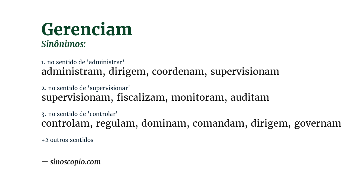 Sinônimo de gerenciam