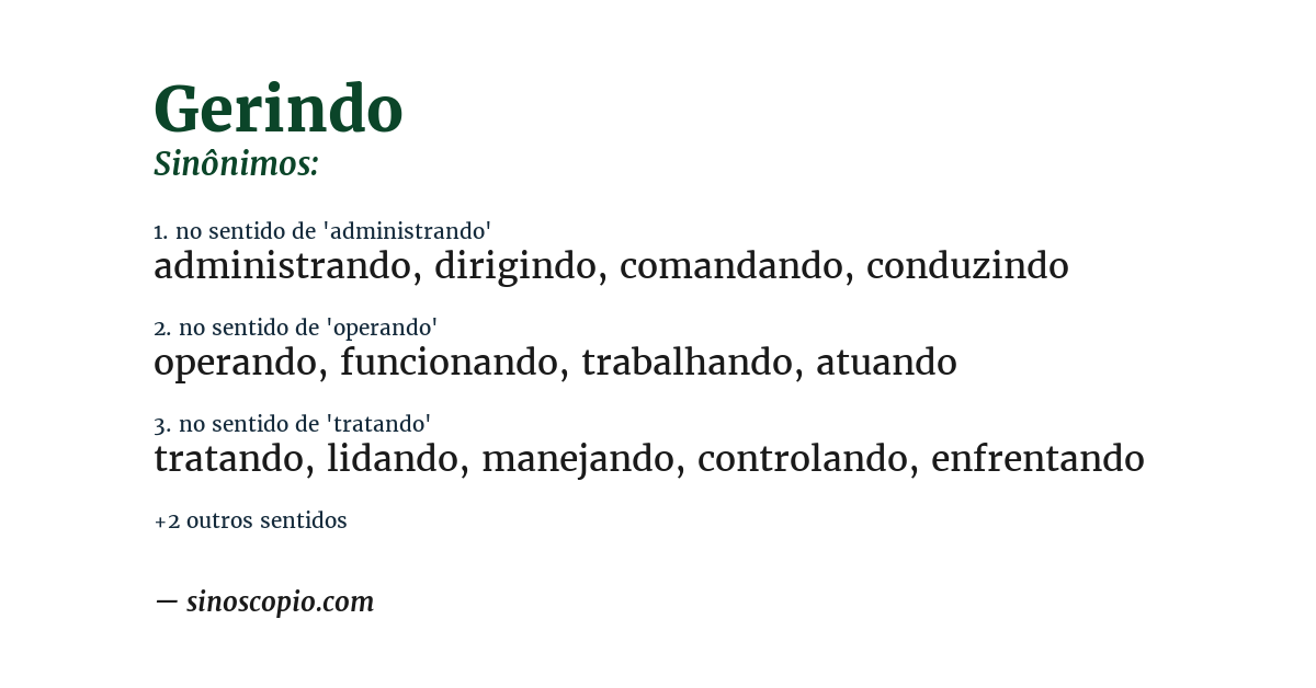 Sinônimo de gerindo