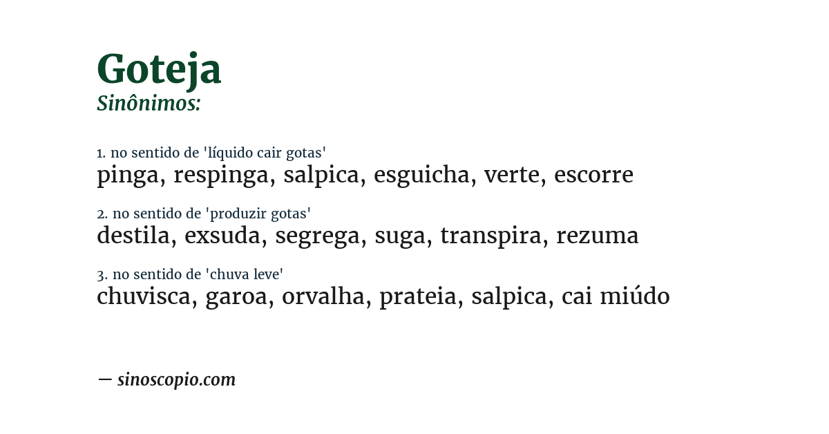 Sinônimo de goteja