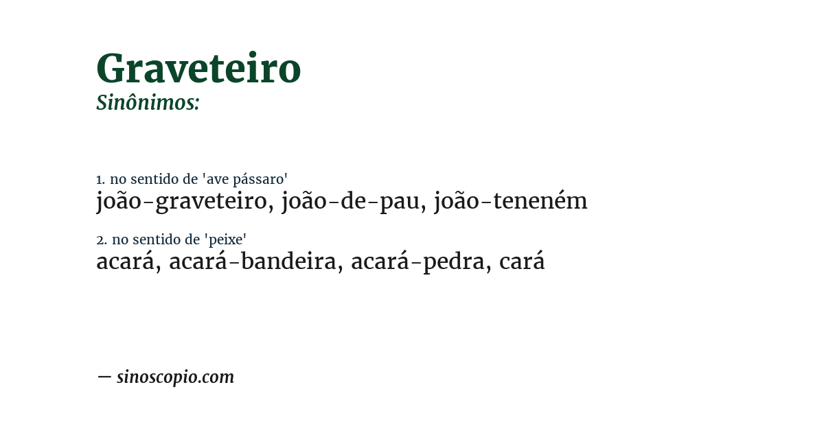 Sinônimo de graveteiro