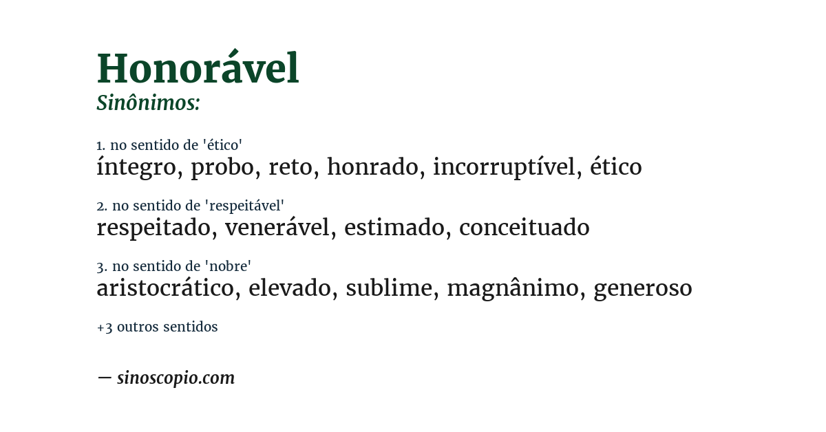 Sinônimo de honorável