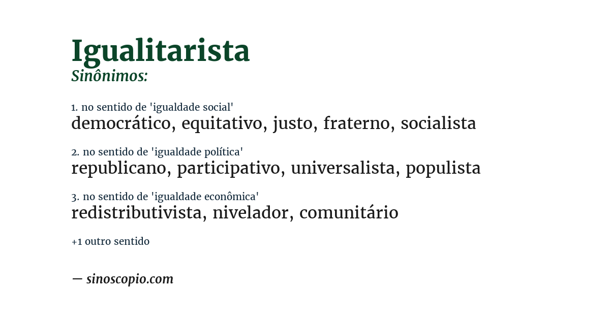 Sinônimo de igualitarista