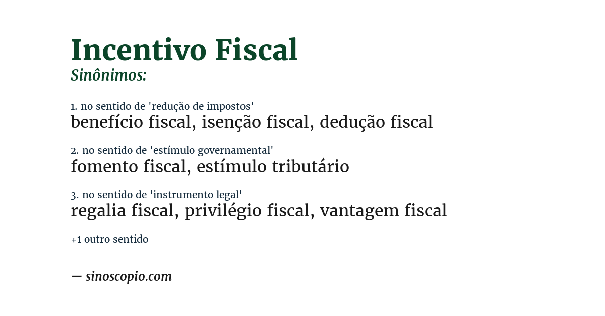 Sinônimo de incentivo fiscal