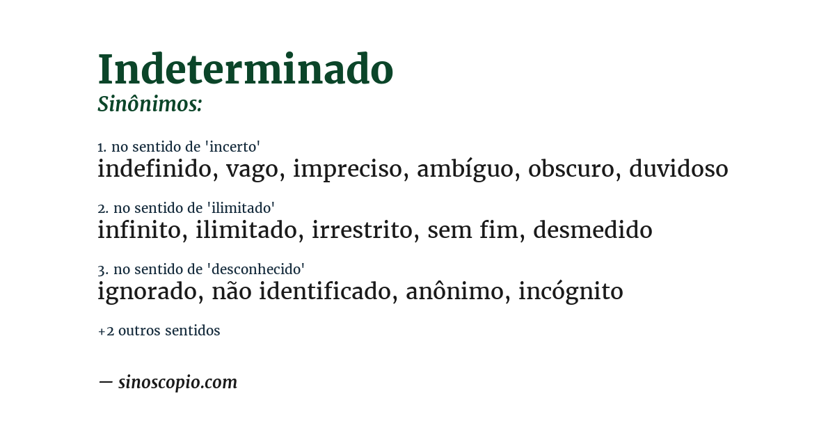 Sinônimo de indeterminado