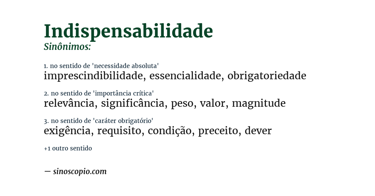Sinônimo de indispensabilidade