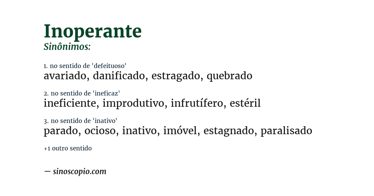 Sinônimo de inoperante