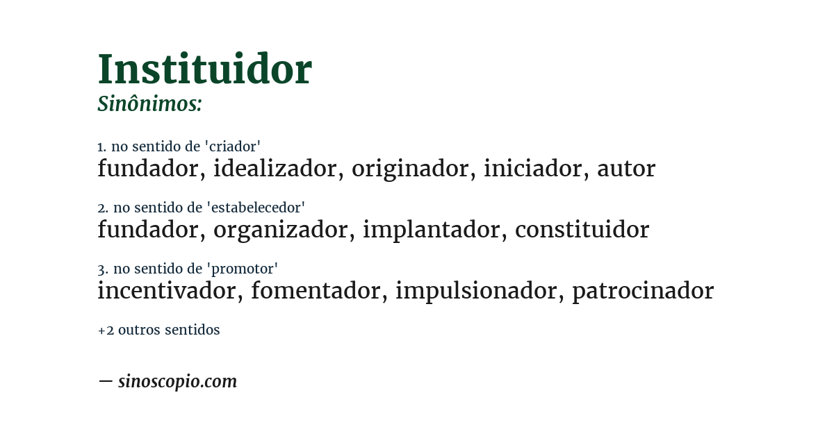 Sinônimo de instituidor