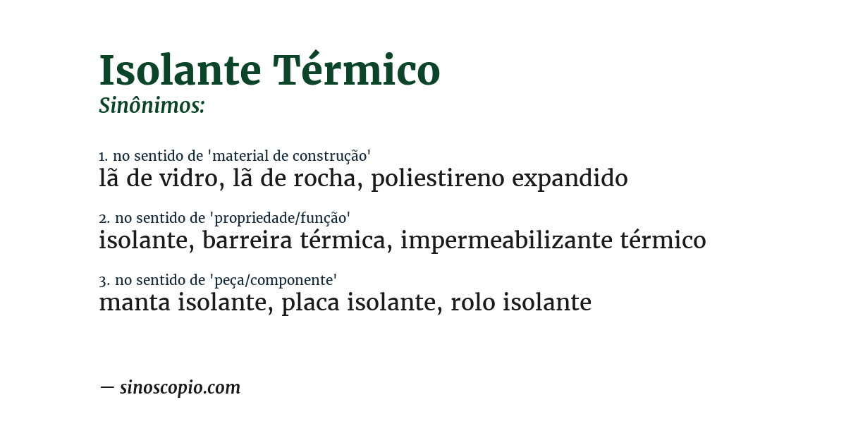 Sinônimo de isolante térmico